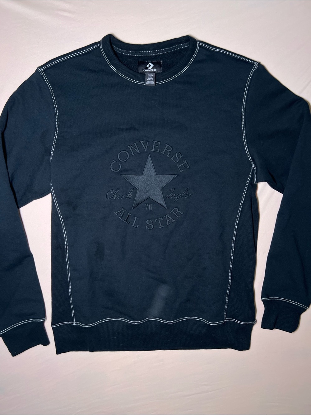 Converse Men's Dark Navy Crewneck with Embossed All Star Logo